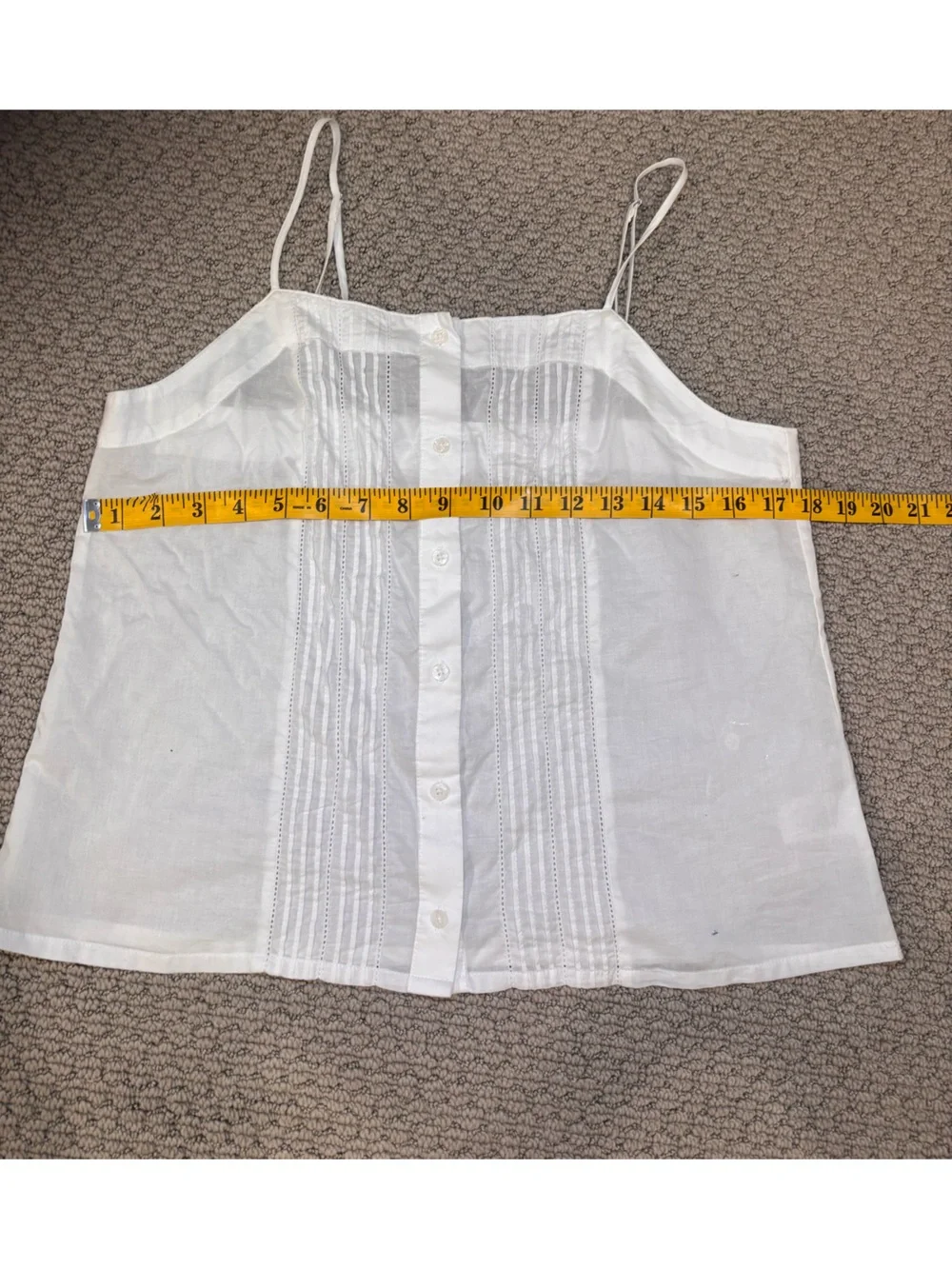 White Button-Front Cotton Eyelet Camisole